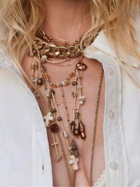 FREE PEOPLE x Ariana Ost Something Beautiful Necklace in Brown NWT